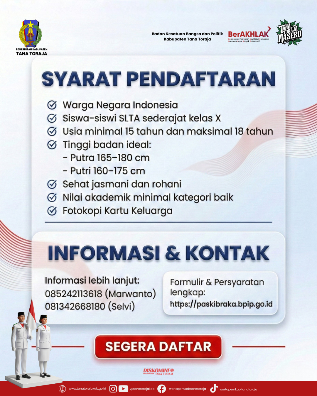 Pendaftaran Paskibraka Tana Toraja 2026 Persyaratan