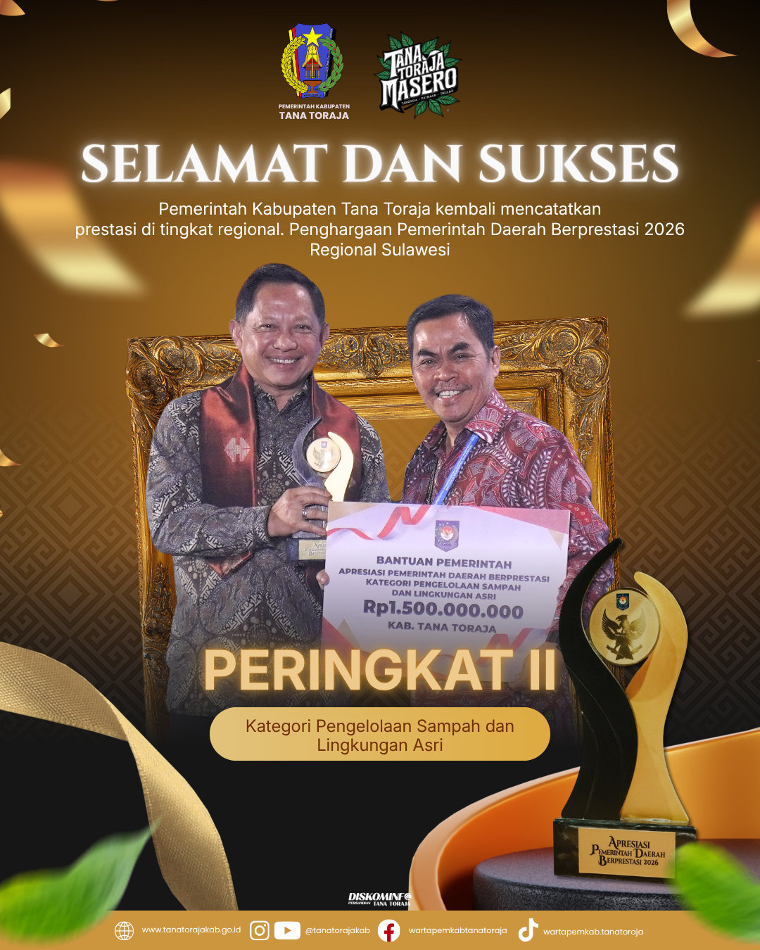 Peringkat II Penghargaan Pemerintah Daerah Berprestasi 2026 Regional Sulawesi