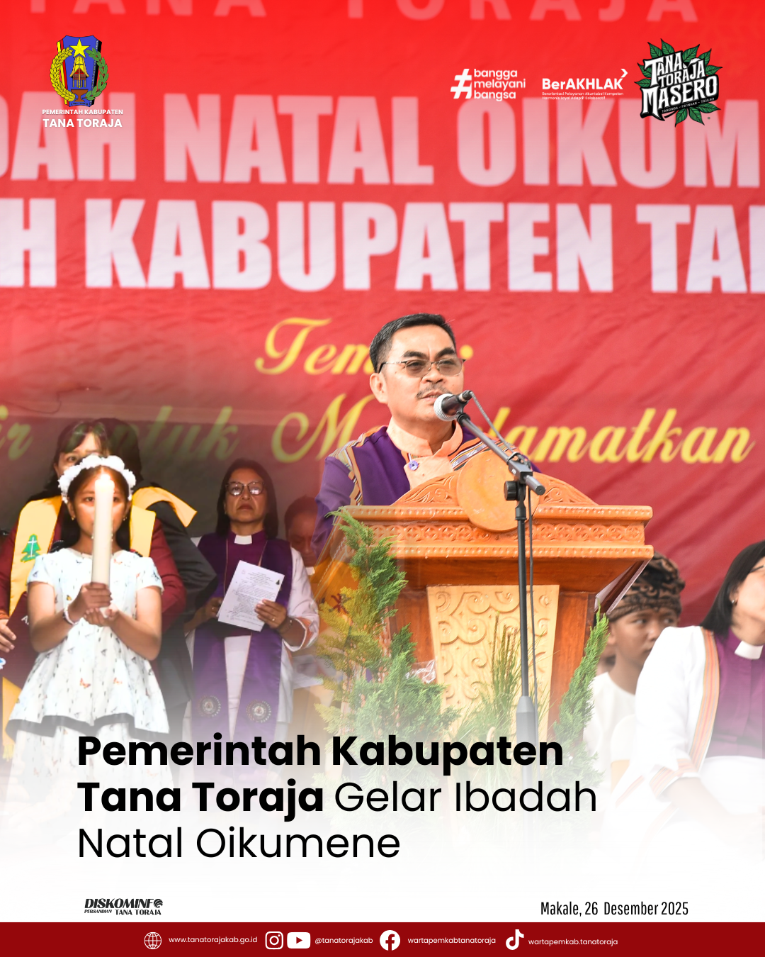 Pemerintah Kabupaten Tana Toraja Gelar Ibadah Natal Oikumene
