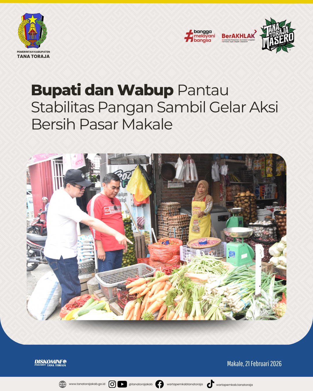 Bupati dan Wabup Pantau Stabilitas Pangan Sambil Gelar Aksi Bersih Pasar Makale