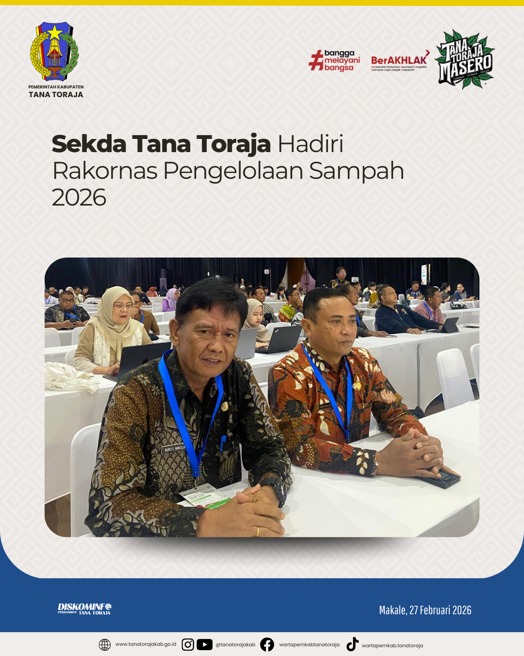 Sekda Tana Toraja Hadiri Rakornas Pengelolaan Sampah 2026 di Jakarta