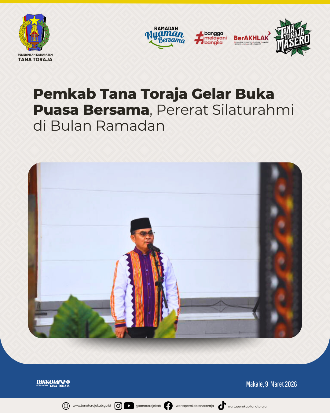 Pemkab Tana Toraja Gelar Buka Puasa Bersama di Rujab Bupati, Pererat Silaturahmi di Bulan Ramadan