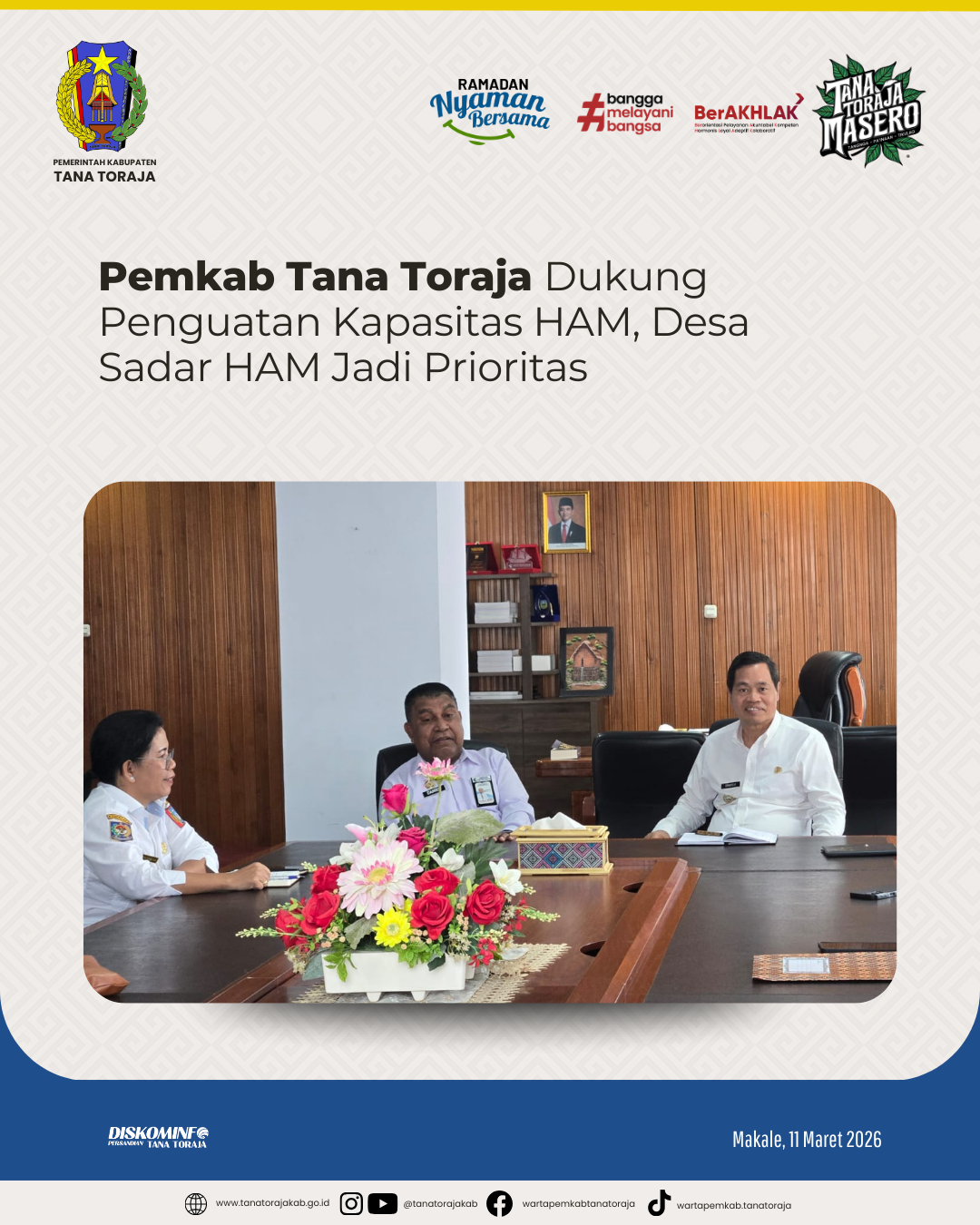 Pemkab Tana Toraja Dukung Penguatan Kapasitas HAM, Desa Sadar HAM Jadi Prioritas