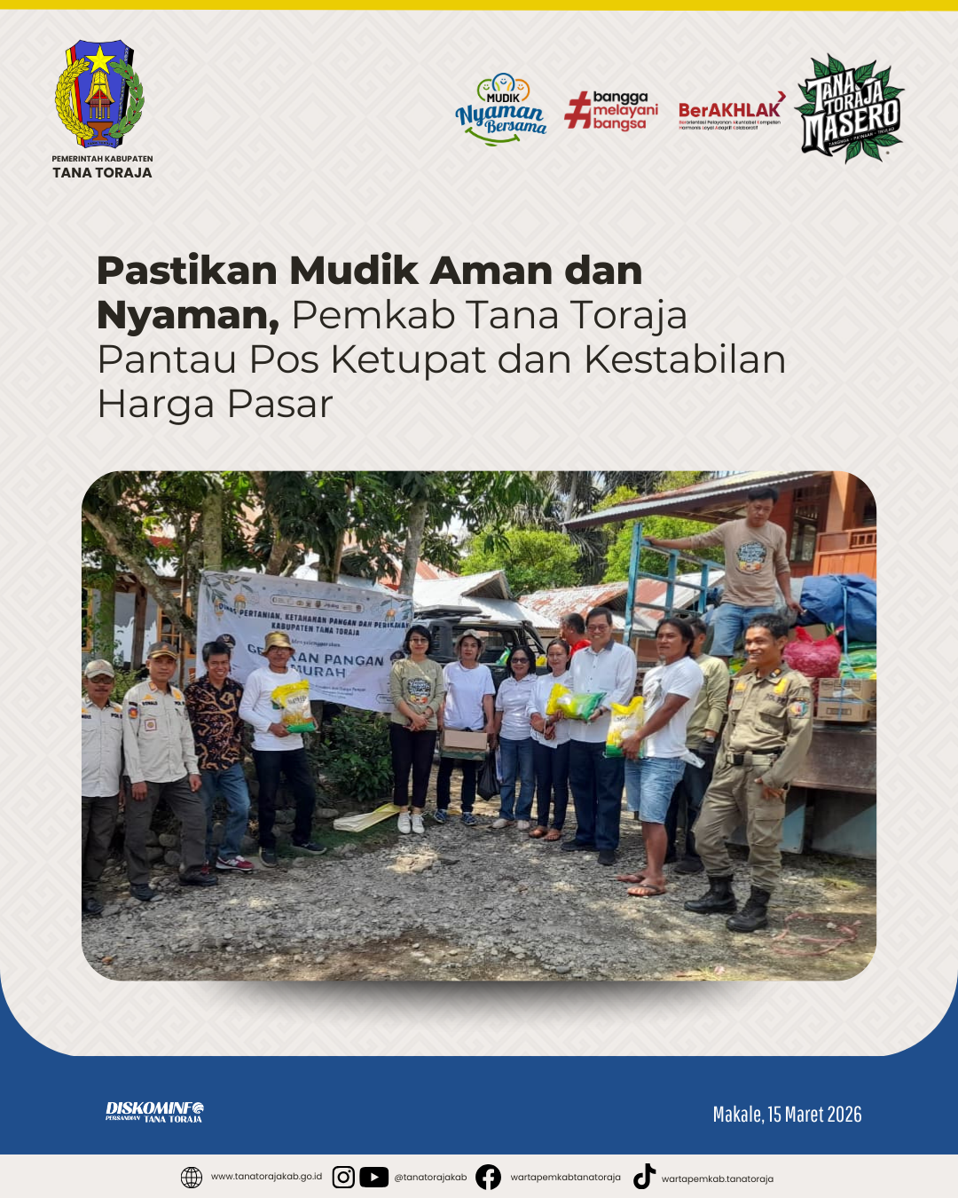 Pastikan Mudik Aman dan Nyaman, Pemkab Tana Toraja  Pantau Pos Ketupat dan Kestabilan Harga Pasar