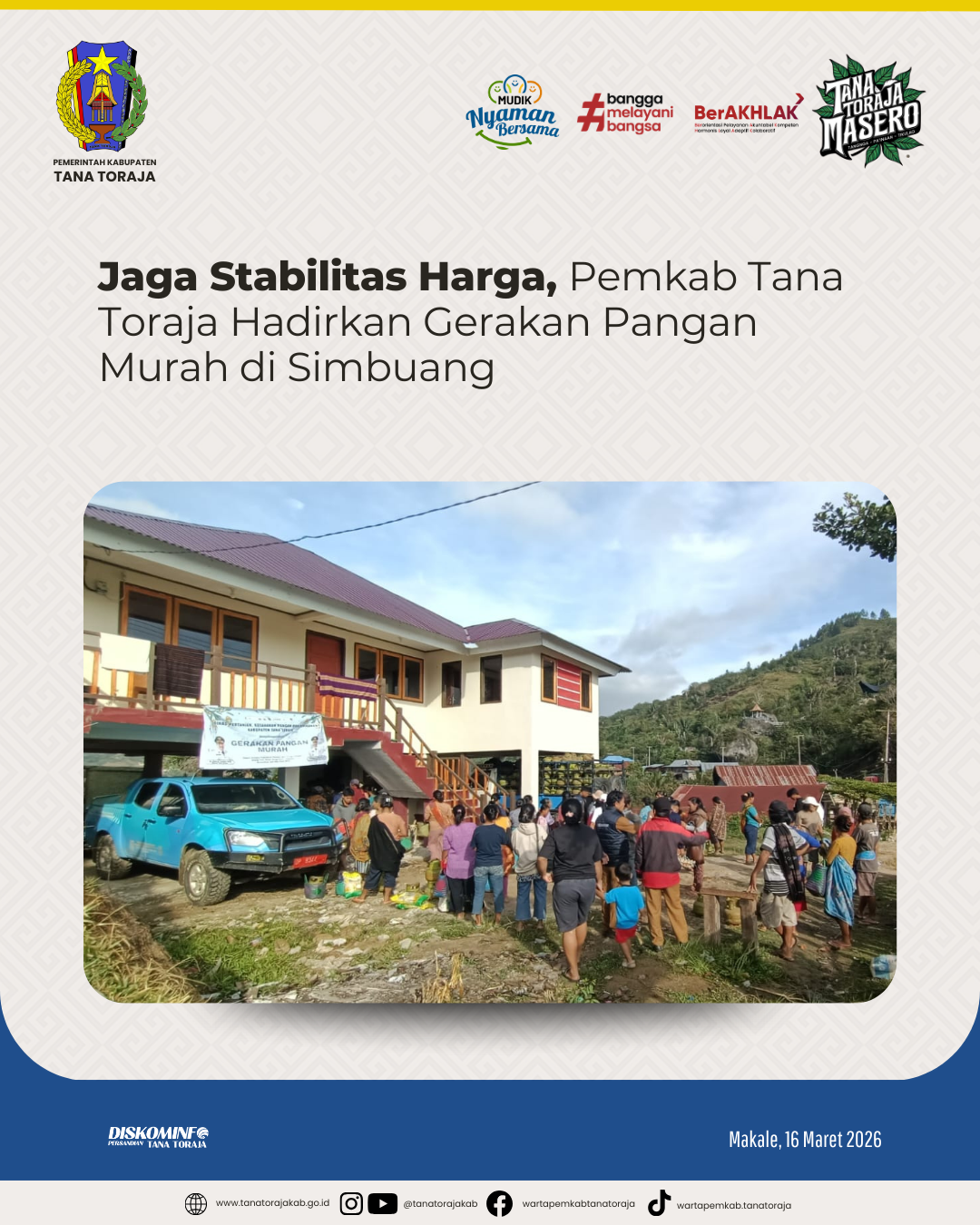 Jaga Stabilitas Harga, Pemkab Tana Toraja Hadirkan Gerakan Pangan Murah di Simbuang