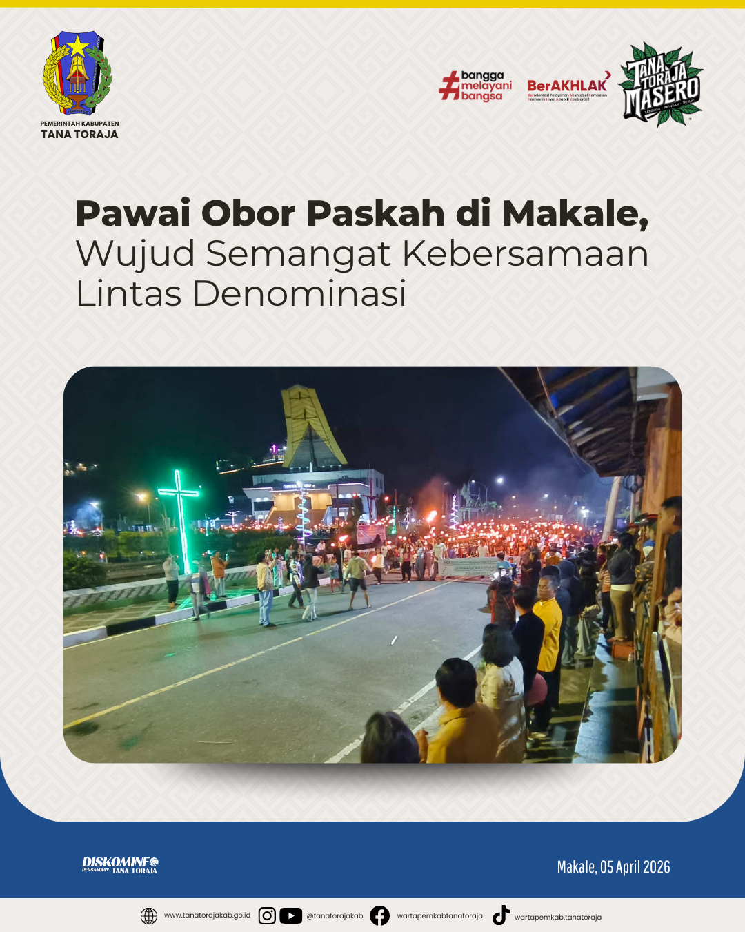 Pawai Obor Paskah di Makale, Wujud Semangat Kebersamaan Lintas Denominasi