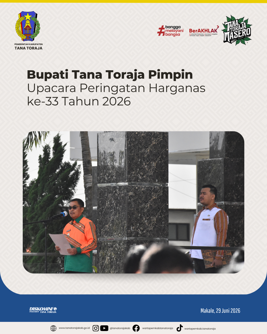 Bupati Tana Toraja Pimpin Upacara Peringatan Harganas ke-33 Tahun 2026