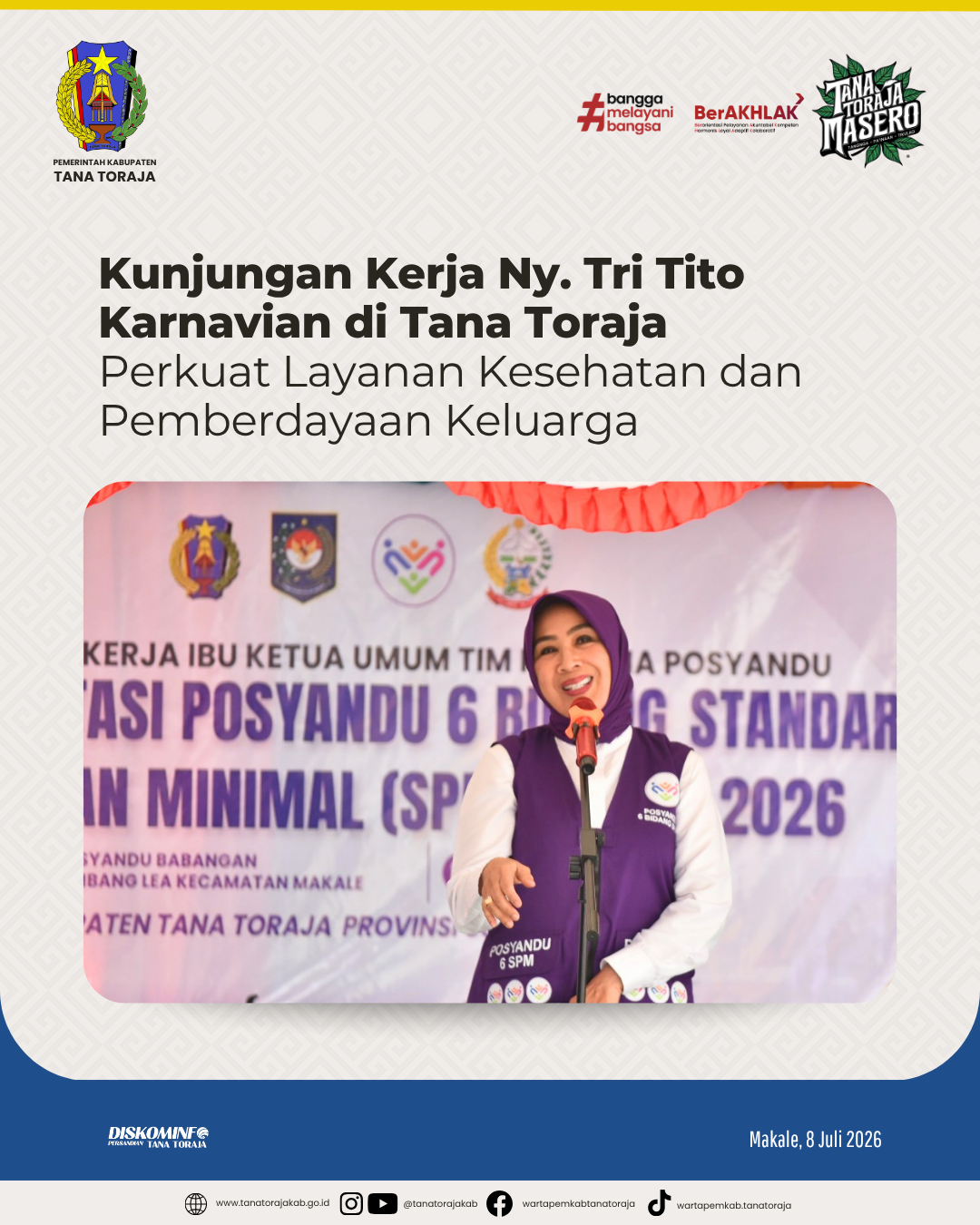 Kunjungan Kerja Ny. Tri Tito Karnavian di Tana Toraja Perkuat Layanan Kesehatan dan Pemberdayaan Keluarga