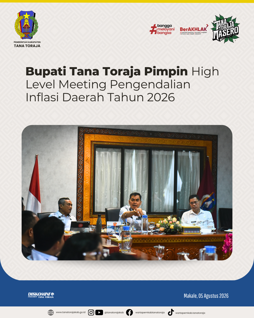Bupati Tana Toraja Pimpin High Level Meeting Pengendalian Inflasi Daerah Tahun 2026