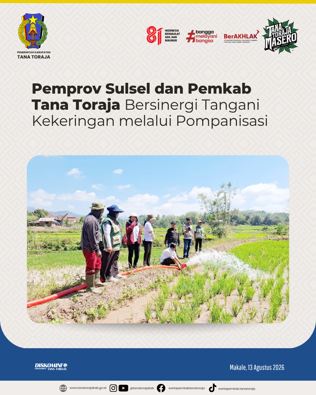Pemprov Sulsel dan Pemkab Tana Toraja Bersinergi Tangani Kekeringan melalui Pompanisasi