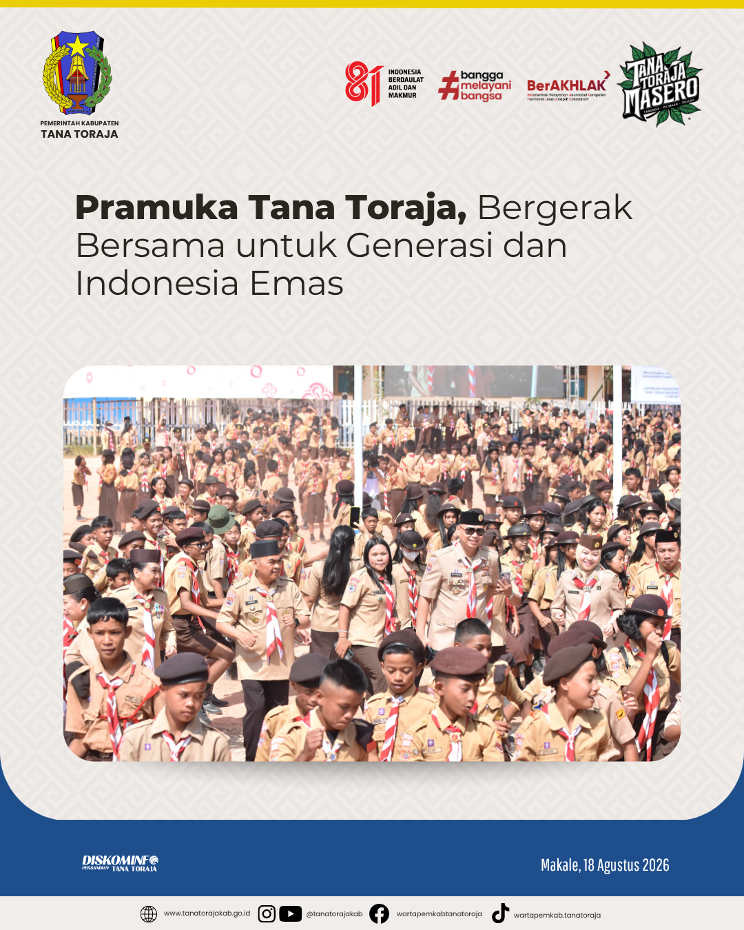 Pramuka Tana Toraja, Bergerak Bersama untuk Generasi dan Indonesia Emas