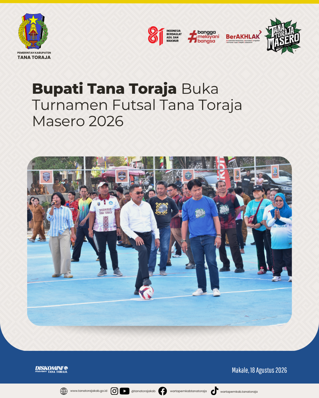 Bupati Tana Toraja Buka Turnamen Futsal Tana Toraja Masero 2026