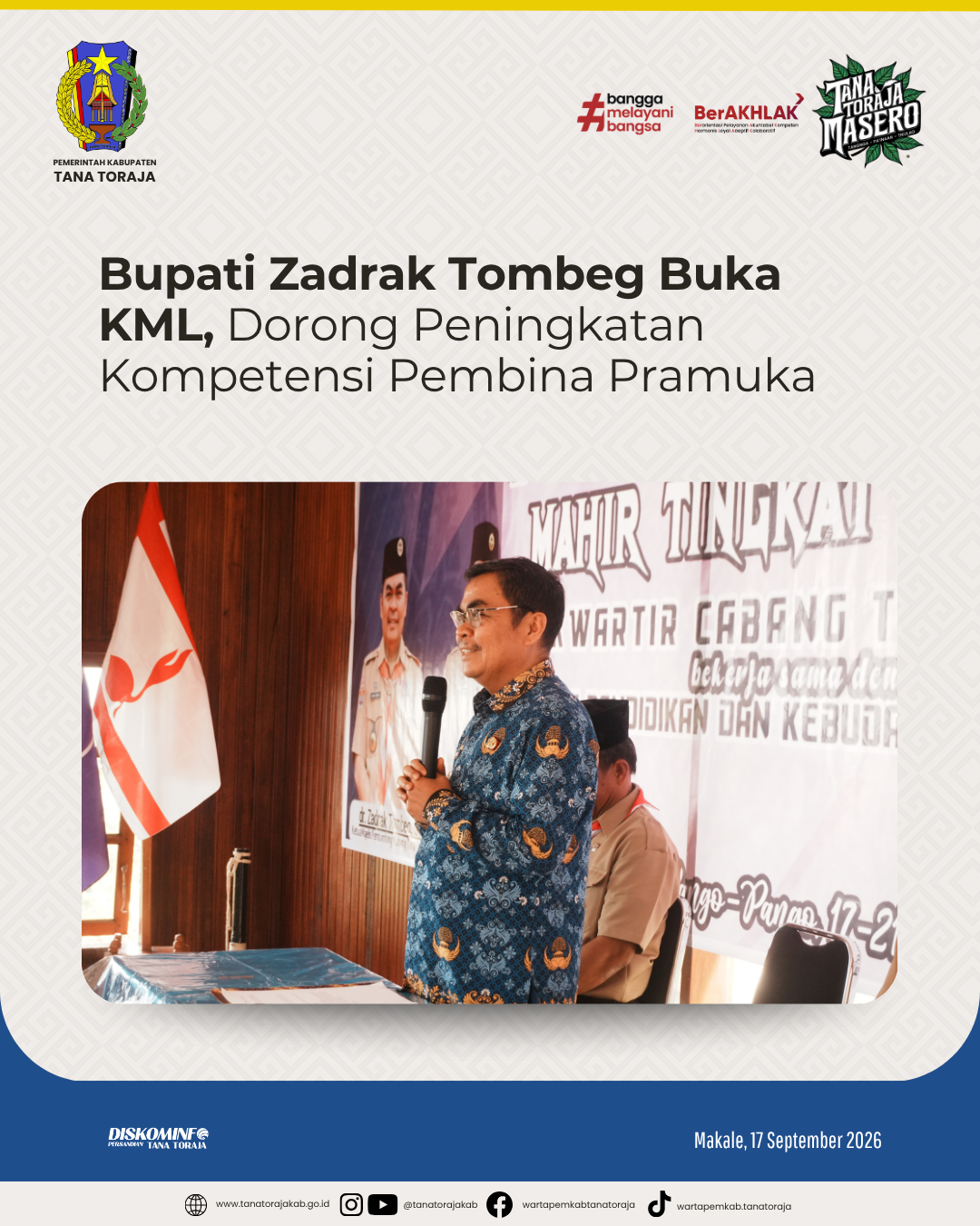 Bupati Zadrak Tombeg Buka KML, Dorong Peningkatan Kompetensi Pembina Pramuka