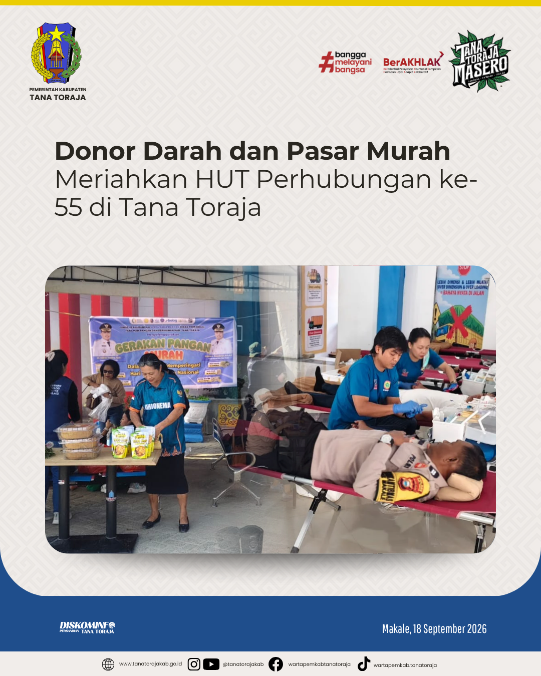 Donor Darah dan Pasar Murah Meriahkan HUT Perhubungan ke-55 di Tana Toraja