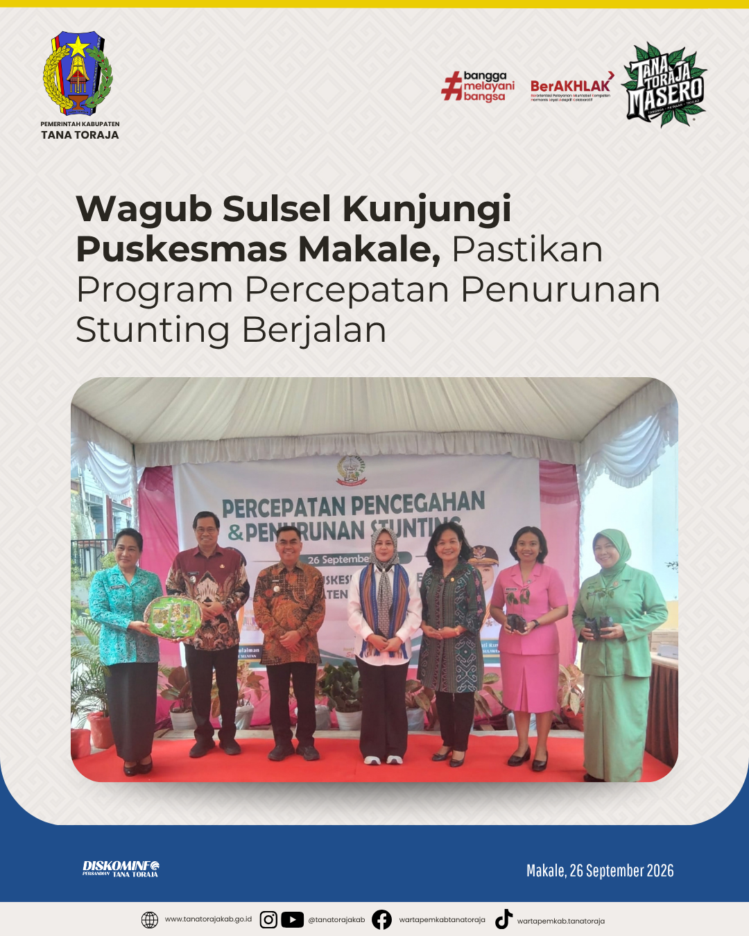 Wagub Sulsel Kunjungi Puskesmas Makale, Pastikan Program Percepatan Penurunan Stunting Berjalan