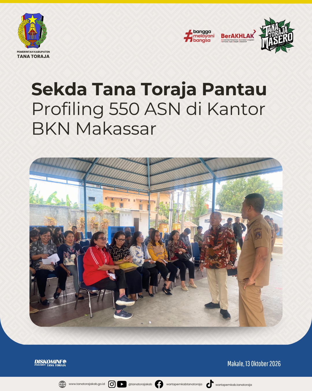 Sekda Tana Toraja Pantau Profiling 550 ASN di Kantor BKN Makassar