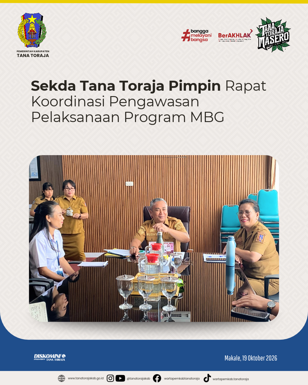 Sekda Tana Toraja Pimpin Rapat Koordinasi Pengawasan Pelaksanaan Program MBG