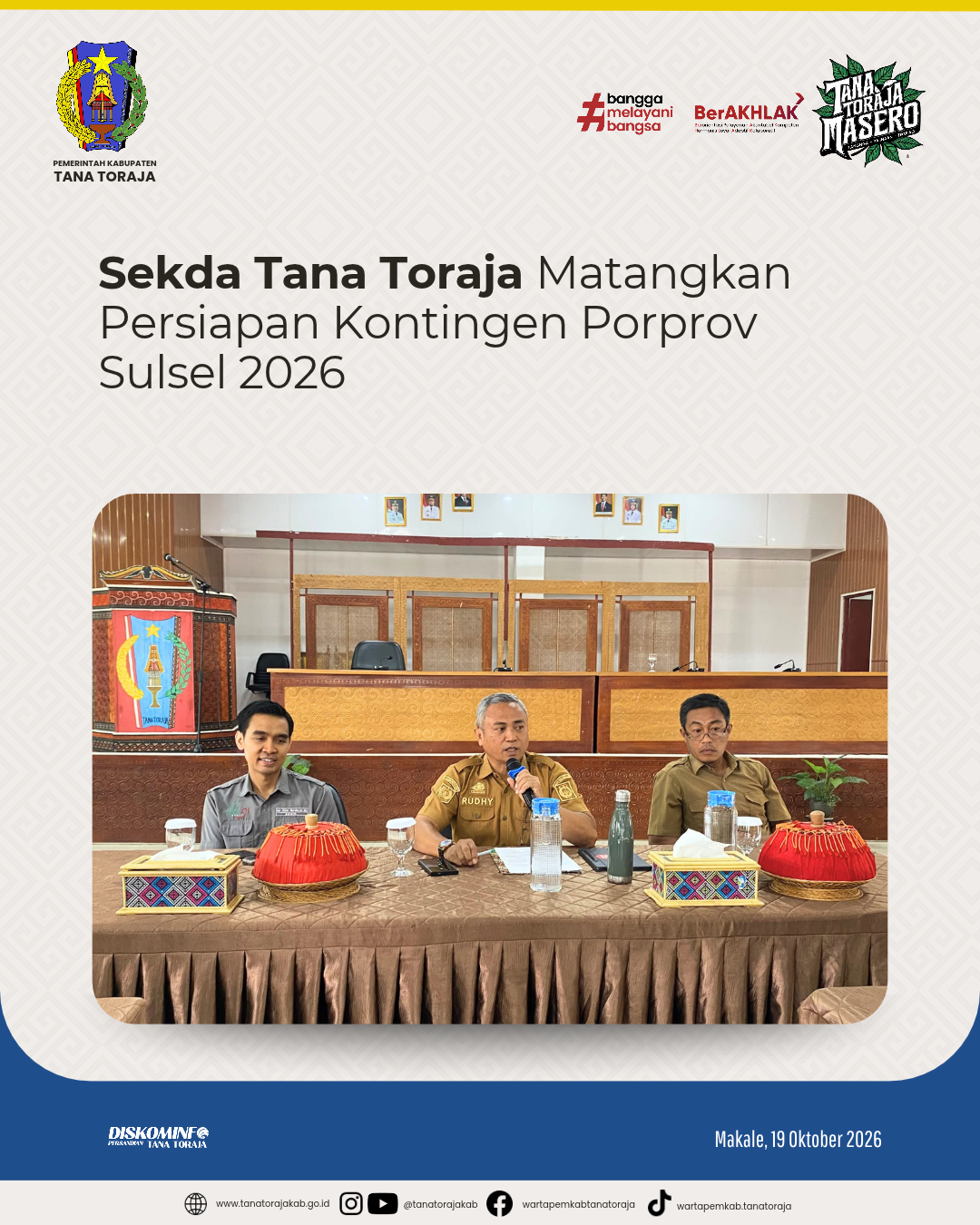 Sekda Tana Toraja Matangkan Persiapan Kontingen Porprov Sulsel 2026