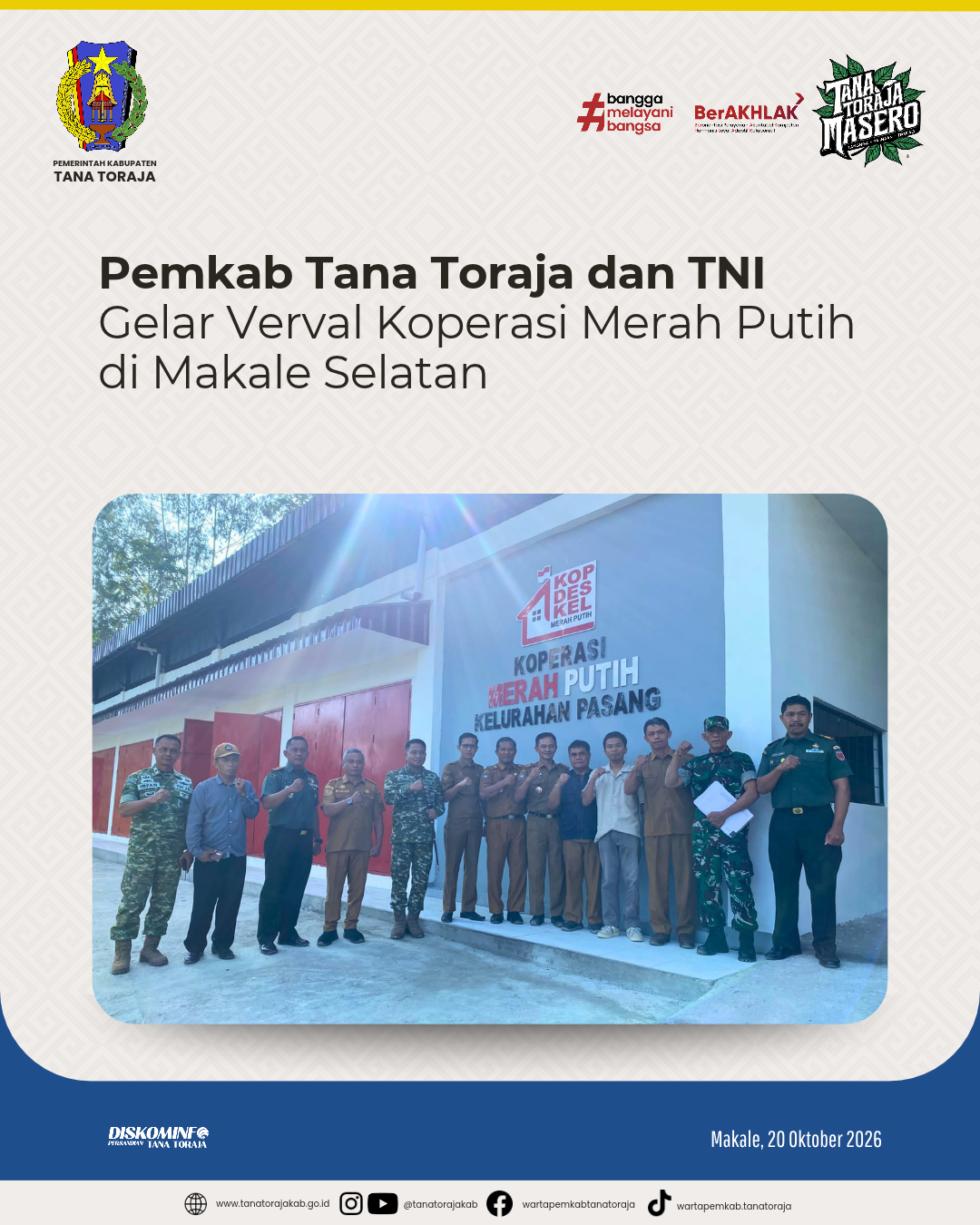 Pemkab Tana Toraja dan TNI Gelar Verval Koperasi Merah Putih di Makale Selatan