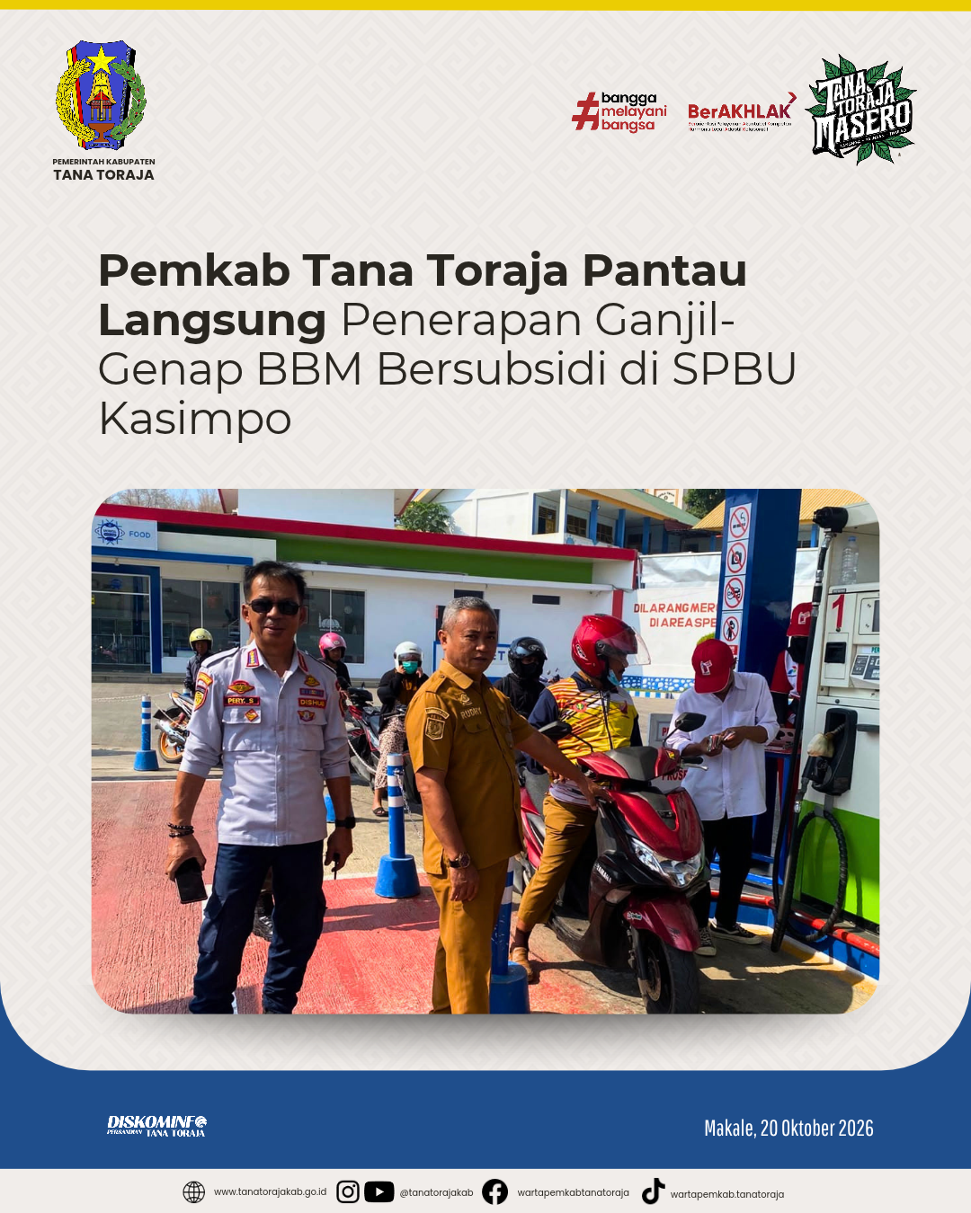 Pemkab Tana Toraja Pantau Langsung Penerapan Ganjil-Genap BBM Bersubsidi di SPBU Kasimpo